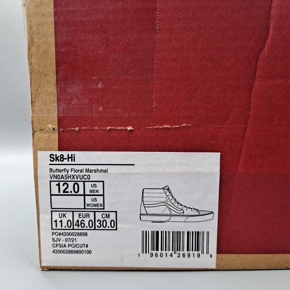 New Vans Sk8-Hi Top Butterfly Floral Marshmallow Black Suede Men's Size 12 - Picture 9 of 9